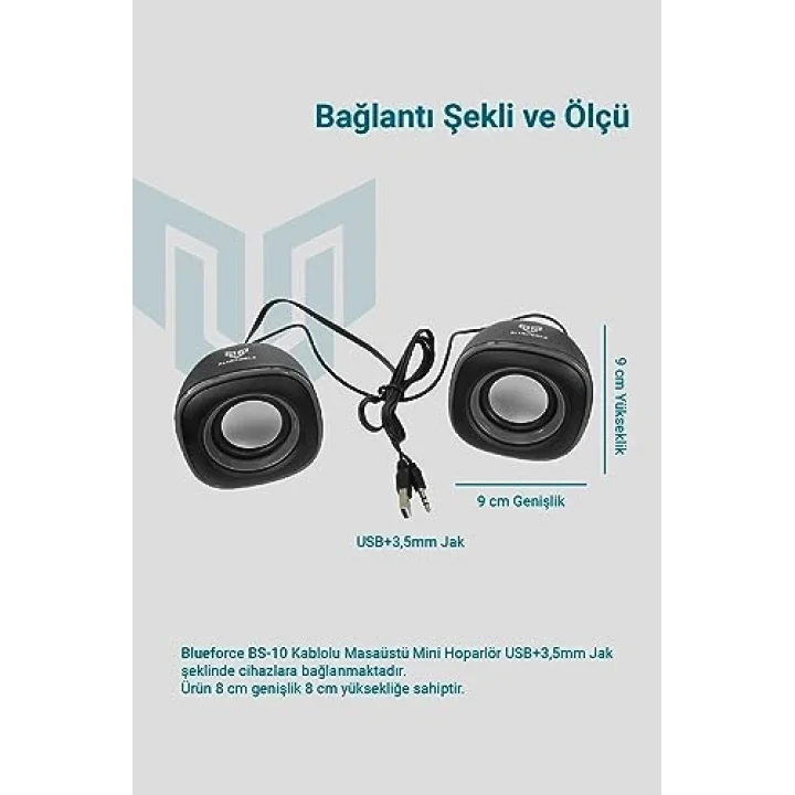 BS-10 Kablolu USB Multimedya 6W 1+1 Speaker Mini Hoparlör Siyah Pc Laptop Uyumlu