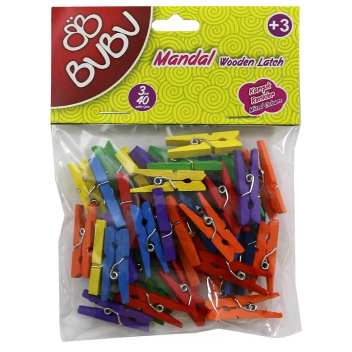 BU-BU MANDAL 3CM 40LI RENKLİ