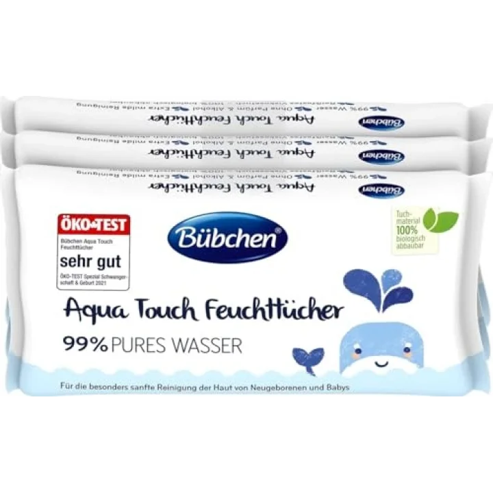 Bübchen Aqua Touch Yenidoğan Hassas Islak Mendil 3 x 48 Adet (144 Yaprak)