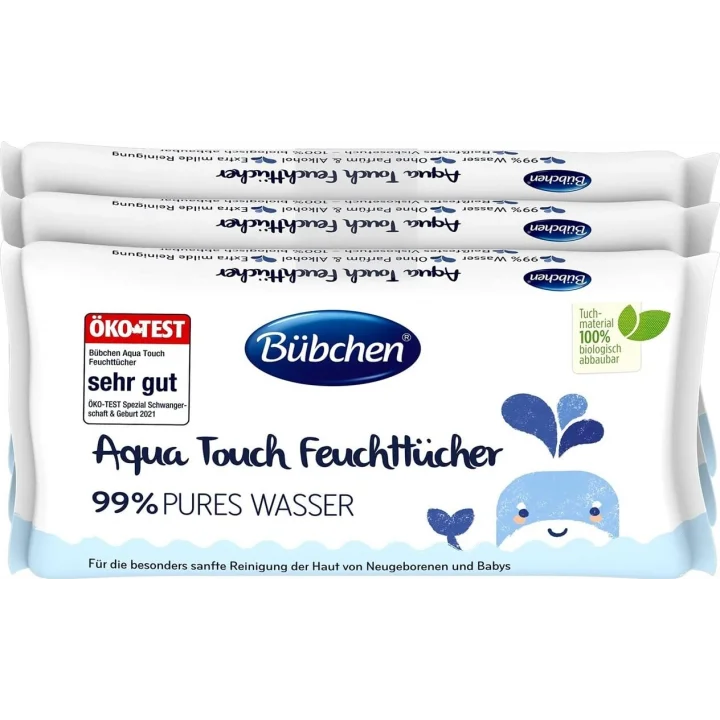 Bübchen Aqua Touch Yenidoğan Hassas Islak Mendil 3 x 48 Adet (144 Yaprak)