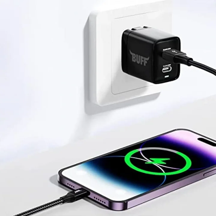 Buff BL71 USB to Lightning 2.4A 1.2M Örgülü Data ve Şarj Kablosu (Siyah)