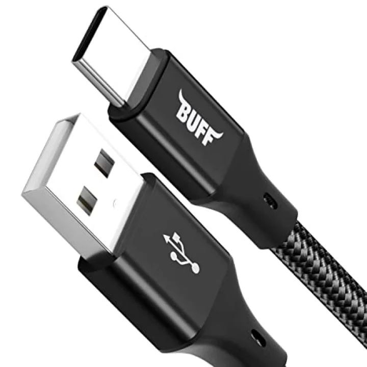 BUFF BL71 USB to Type-C 2.4A 1.2M Örgülü Data ve Şarj Kablosu (Siyah)