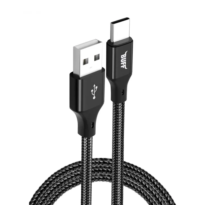 BUFF BL71 USB to Type-C 2.4A 1.2M Örgülü Data ve Şarj Kablosu (Siyah)