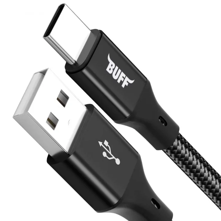 BUFF BL71 USB to Type-C 2.4A 1.2M Örgülü Data ve Şarj Kablosu (Siyah)