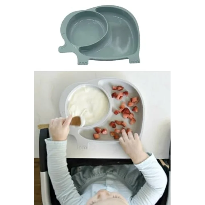 Buffer Bebek Ve Çocuk Için Sevimli Fil Model Desenli Yemek Bebek Mama Kabı Bölmeli Tabak NN22YT2307