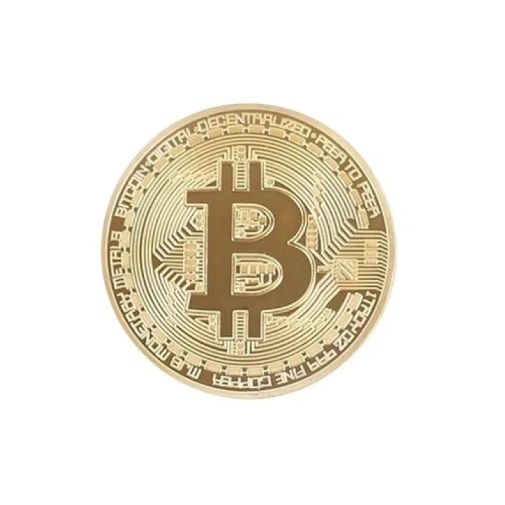 Buffer Bitcoin Madeni Hatıra Parası, Altın Rengi, 4,5 cm, 3 Adet Set