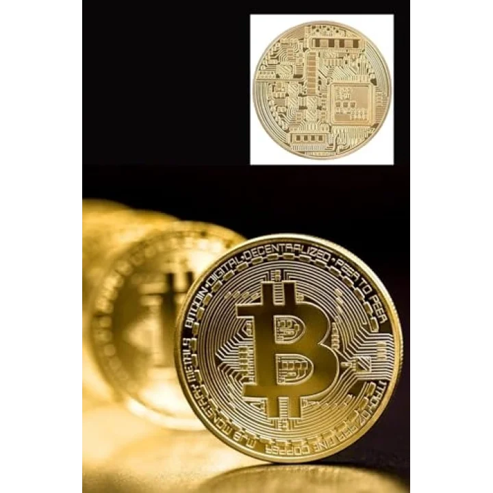 Buffer Bitcoin Madeni Hatıra Parası, Altın Rengi, 4,5 cm, 3 Adet Set