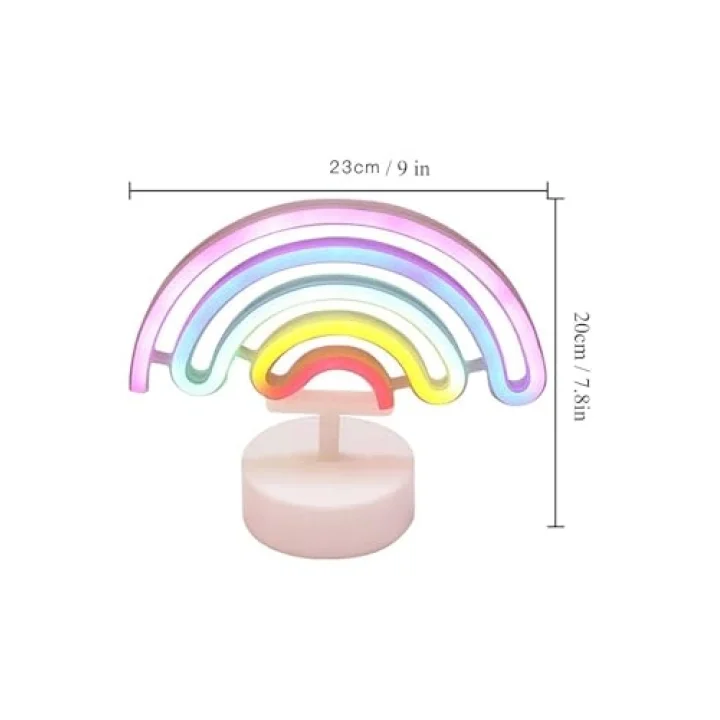BUFFER Gökkuşağı Neon LED Işık, Renkli Plastik Masaüstü Dekoratif Ambiyans Aydınlatması, USB Beslemeli