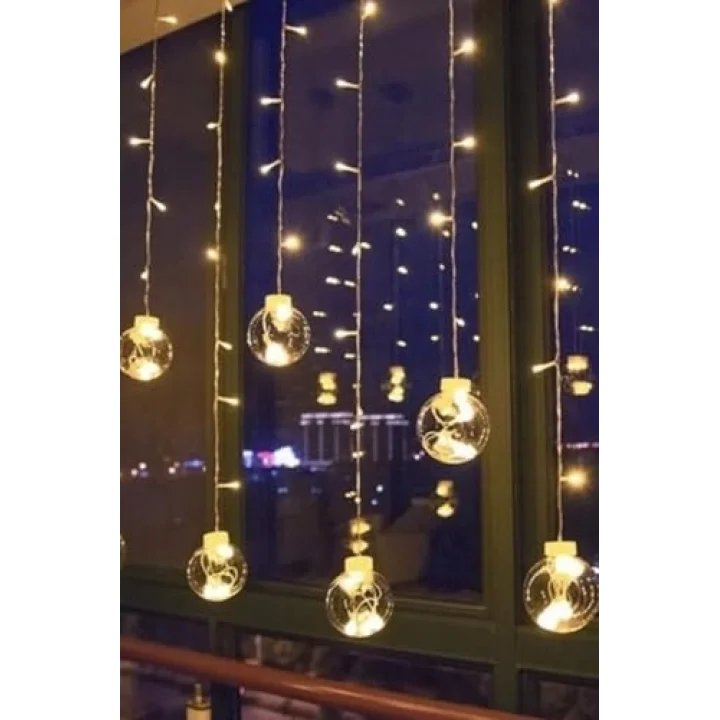 BUFFER Kumandalı LED Dekoratif Sarkıt Aydınlatma, 10 Sarkıtlı Top İçi Mini Toplu, Cam, Günışığı Rengi, Modern Stil, Uzaktan Kumanda ile Kontrol