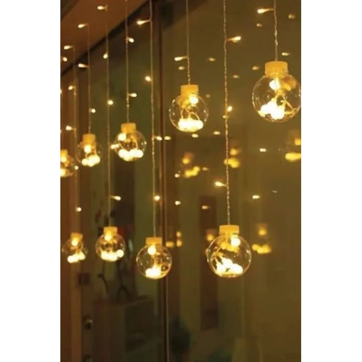 BUFFER Kumandalı LED Dekoratif Sarkıt Aydınlatma, 10 Sarkıtlı Top İçi Mini Toplu, Cam, Günışığı Rengi, Modern Stil, Uzaktan Kumanda ile Kontrol