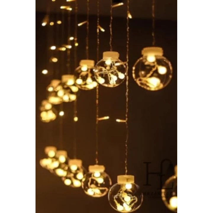 BUFFER Kumandalı LED Dekoratif Sarkıt Aydınlatma, 10 Sarkıtlı Top İçi Mini Toplu, Cam, Günışığı Rengi, Modern Stil, Uzaktan Kumanda ile Kontrol