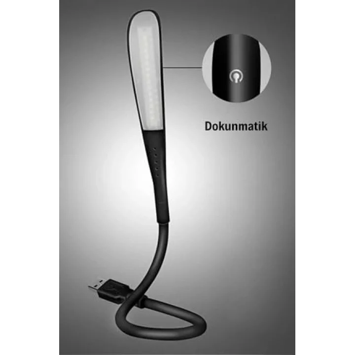 Buffer USB Girişli 14 Ledli 3 Kademeli Dokunmatik Masa/Kitap Okuma Lambası Ledi Siyah