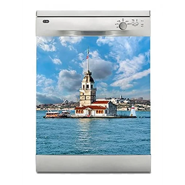 Bulaşık Makinesi Sticker Kaplama Beyaz Eşya Kaplama Kız Kulesi