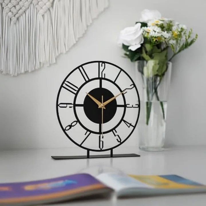 Bunnela Metal Siyah Masa Üstü Saati 25X23Cm Mms-M Myk1303-1