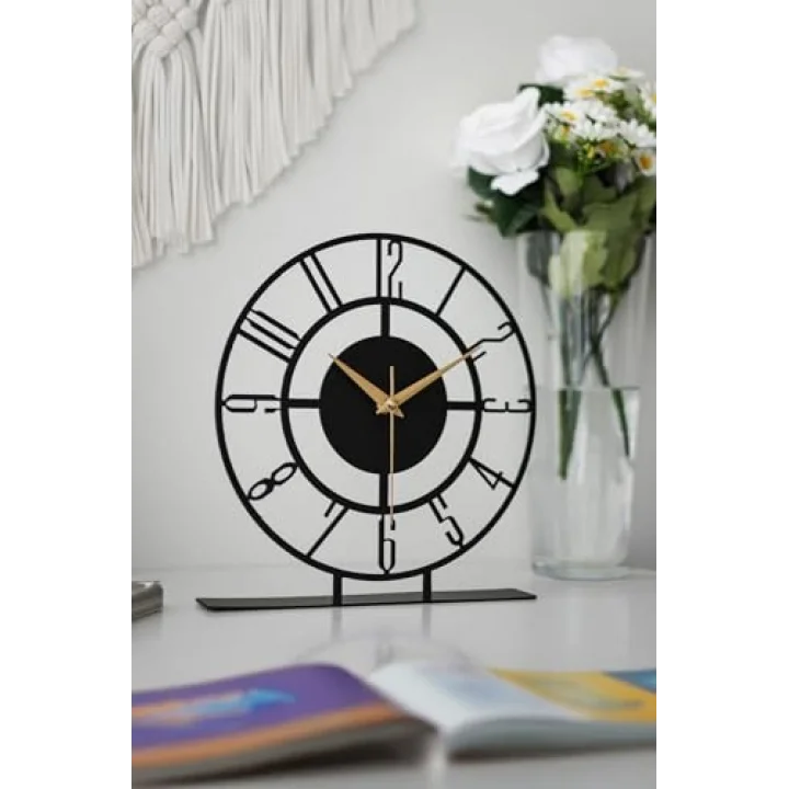 Bunnela Metal Siyah Masa Üstü Saati 25X23Cm Mms-M Myk1303-1