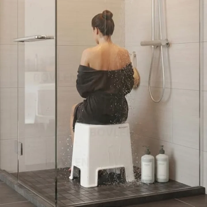 Büyük Boy Kaymaz Banyo Taburesi - 150 kg Taşıma Kapasiteli Kaydırmaz Banyo Taburesi - Çocuk Taburesi - Basamak Tabure - 1. Sınıf Sert Plastik 45 x 40 x 24 cm (Büyük Boy)