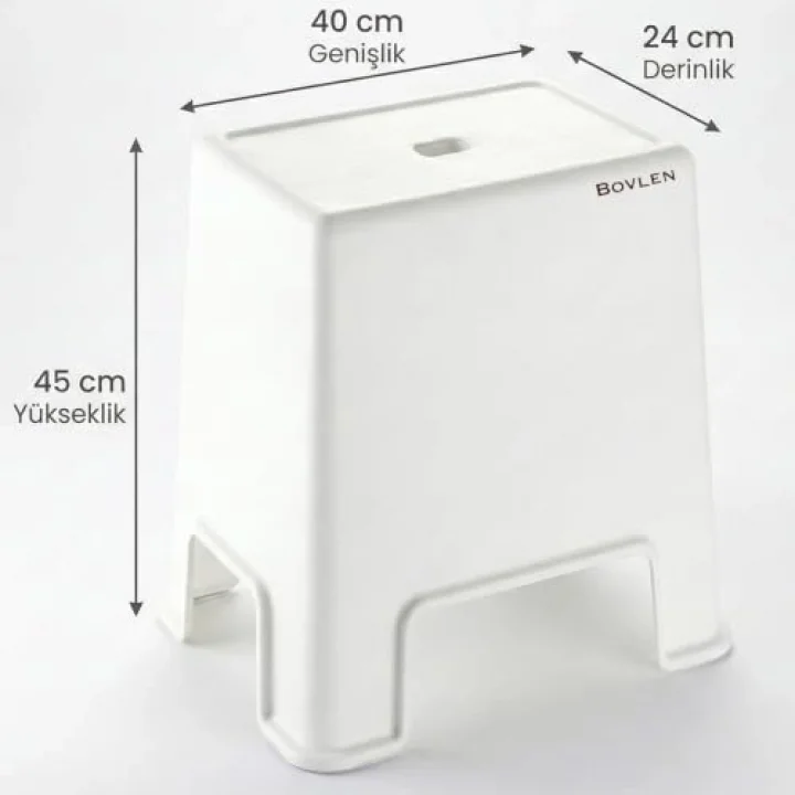 Büyük Boy Kaymaz Banyo Taburesi - 150 kg Taşıma Kapasiteli Kaydırmaz Banyo Taburesi - Çocuk Taburesi - Basamak Tabure - 1. Sınıf Sert Plastik 45 x 40 x 24 cm (Büyük Boy)