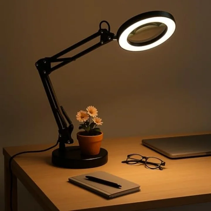 Büyüteçli Masa Lambası USB Güç Bağlantılı 10X Büyütmeli LED Işıklı Masaüstü Lamba 360 Derece Dönebilen Başlıklı Ayarlanabilir Parlaklık Seviyeli Esnek Kollu Çalışma Lambası | FLB06