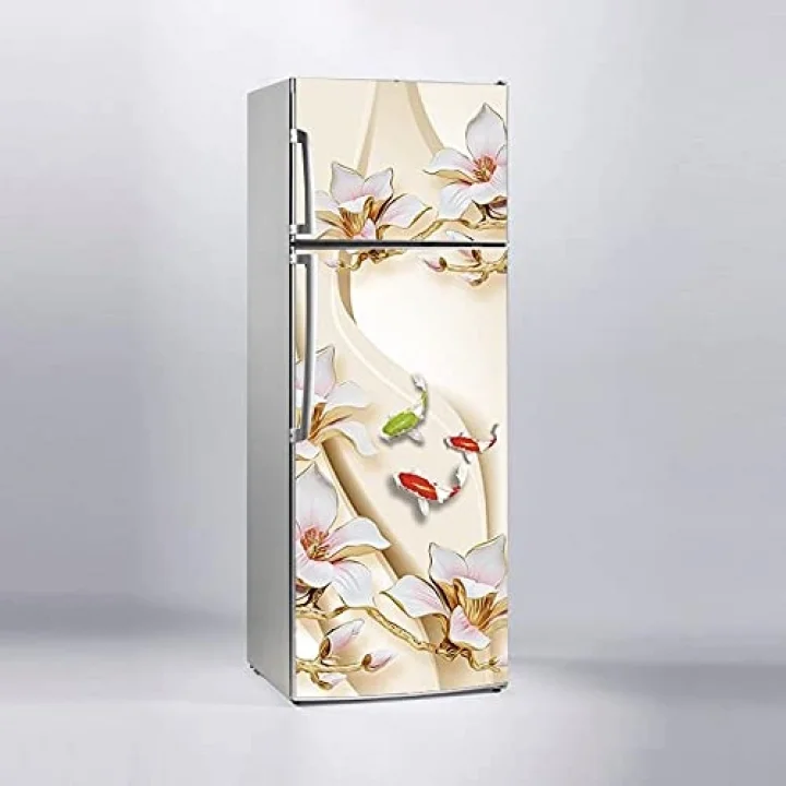 Buzdolabı Sticker Kaplama Dolap Kaplama Etiketi 3D Balıklar Gül