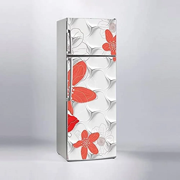 Buzdolabı Sticker Kaplama Dolap Kaplama Etiketi 3D Dekor Çiçek