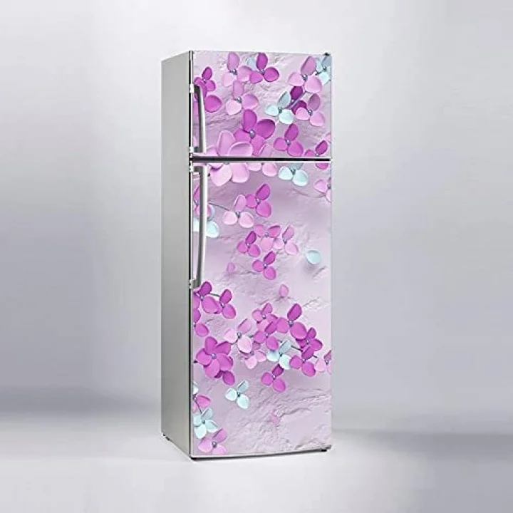 Buzdolabı Sticker Kaplama Dolap Kaplama Etiketi 3D Mor Ağaç