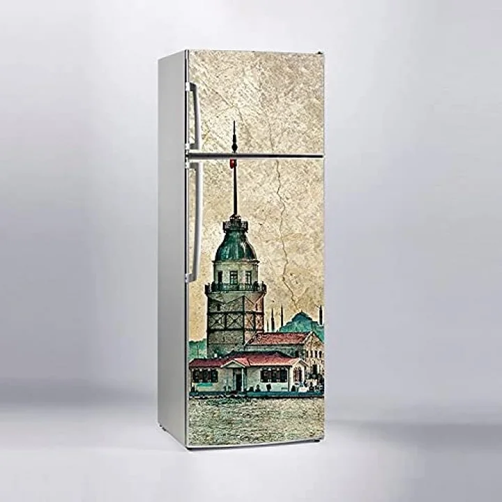 Buzdolabı Sticker Kaplama Dolap Kaplama Etiketi Kız Kulesi Vintage
