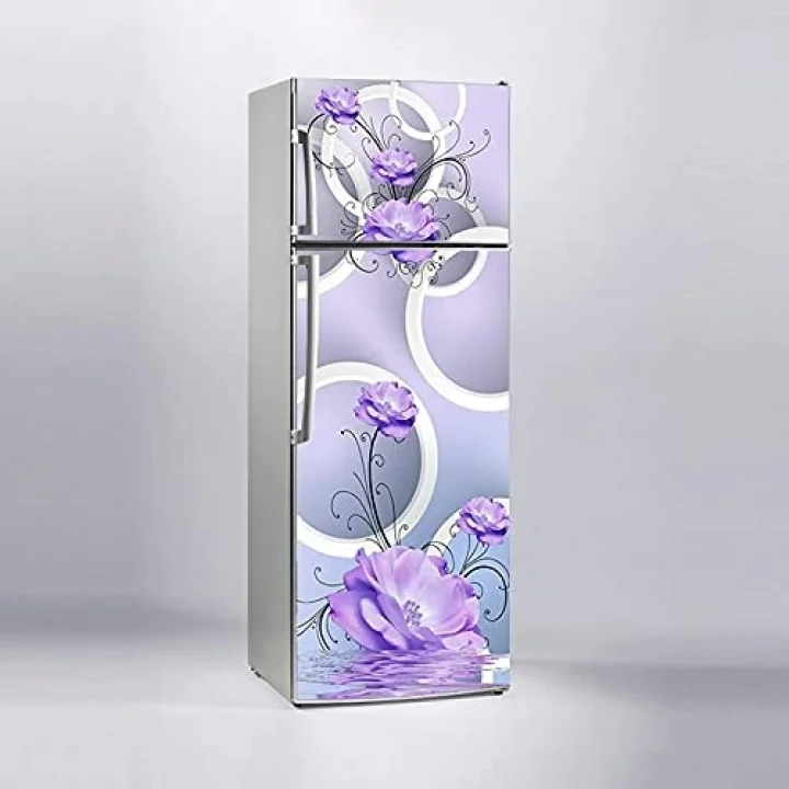 Buzdolabı Sticker Kaplama Dolap Kaplama Etiketi Mor Çiçekler