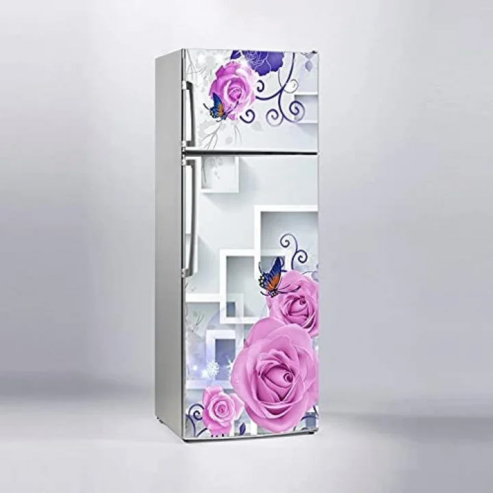 Buzdolabı Sticker Kaplama Dolap Kaplama Etiketi Pembe Güller ve Çiçekler