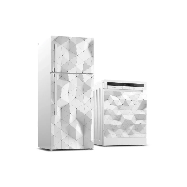 Buzdolabı ve Bulaşık Makinası Beyaz Eşya Sticker Kaplama 3D Geometrik