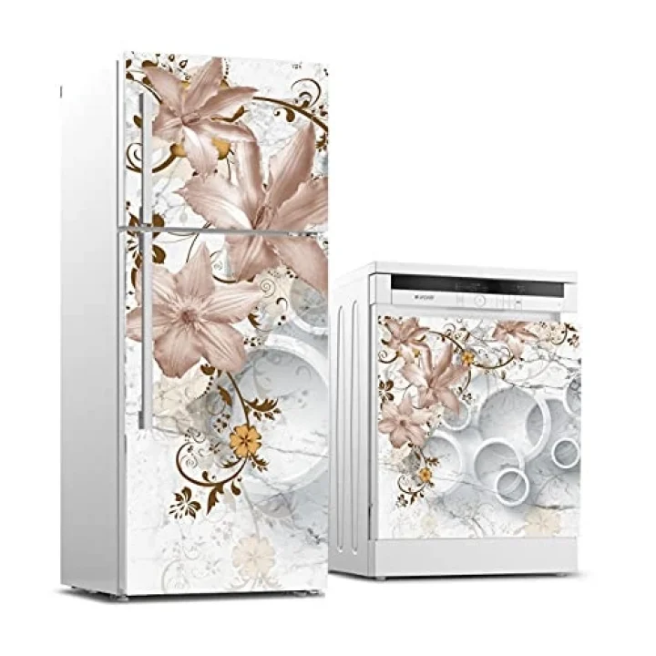 Buzdolabı ve Bulaşık Makinası Beyaz Eşya Sticker Kaplama 3D Mermer Daire
