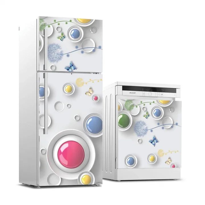 Buzdolabı ve Bulaşık Makinası Beyaz Eşya Sticker Kaplama 3D Modern Tasarım
