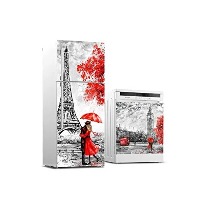 Buzdolabı ve Bulaşık Makinası Beyaz Eşya Sticker Kaplama Paris Yağlıboya