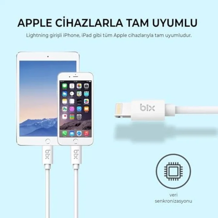 BX-IP01UC Type-C to Lightning 3A Hızlı Şarj ve Data Transfer Kablosu Beyaz 1 Metre