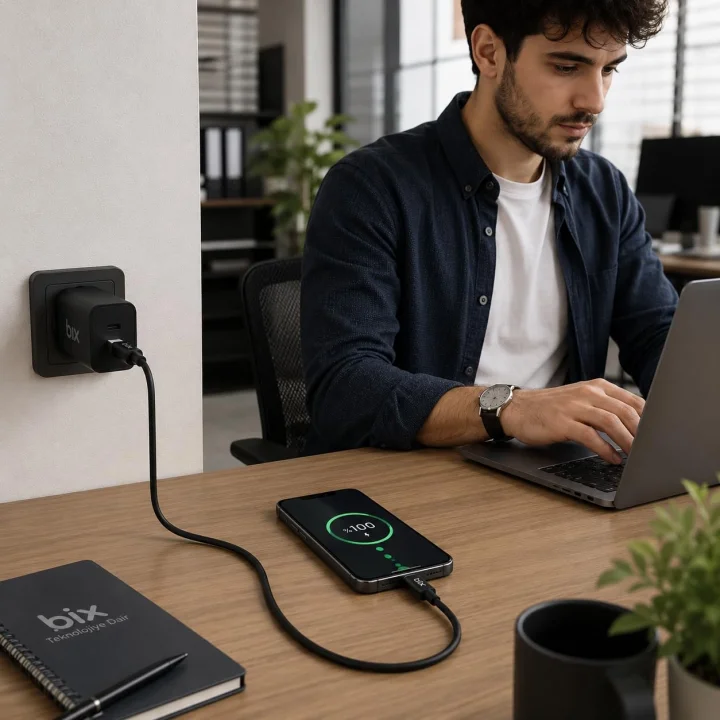 BX-UC02C 60W Type-C to Type-C Hızlı Şarj ve Data Kablosu 1.2 Metre Siyah