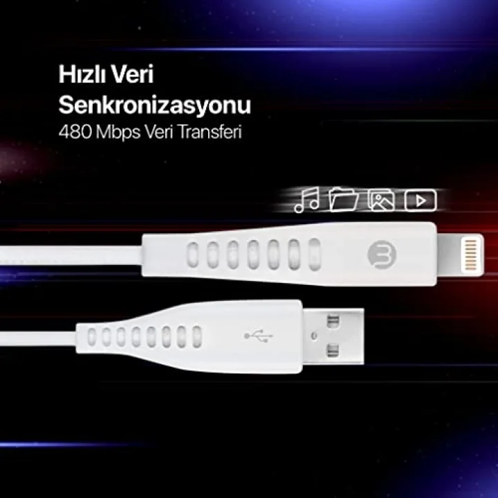by ttec USB-A - iPhone Lightning 2A Şarj Kablosu 300cm-Beyaz