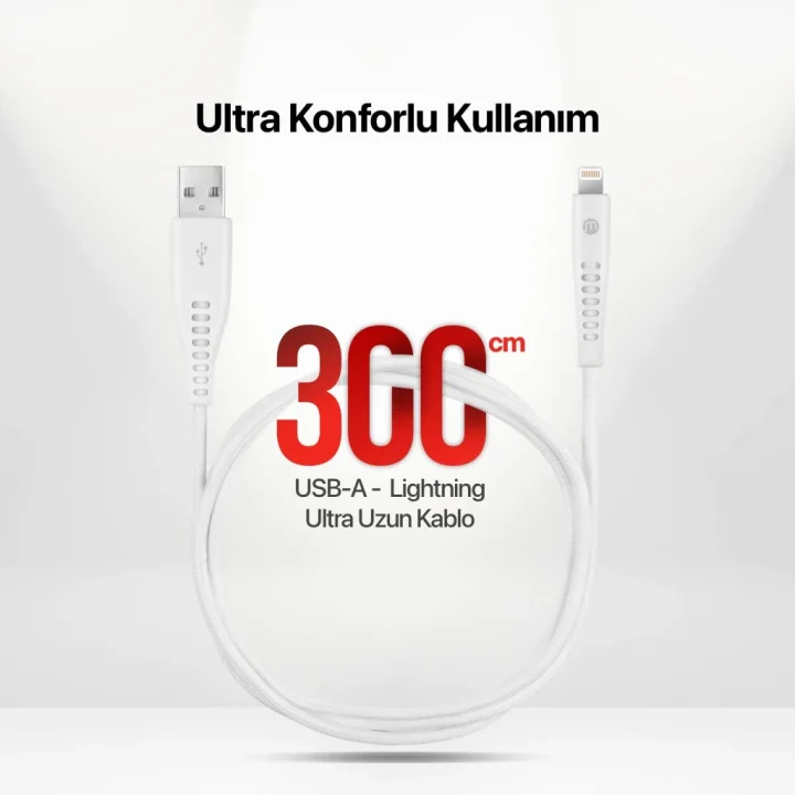 by ttec USB-A - iPhone Lightning 2A Şarj Kablosu 300cm-Beyaz