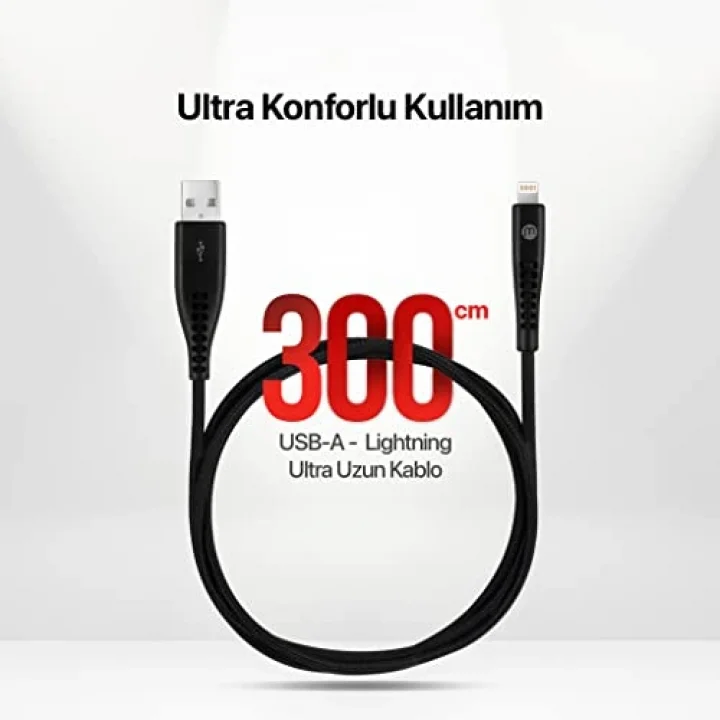 by ttec USB-A - iPhone Lightning 2A Şarj Kablosu 300cm-Siyah - 3DK37S