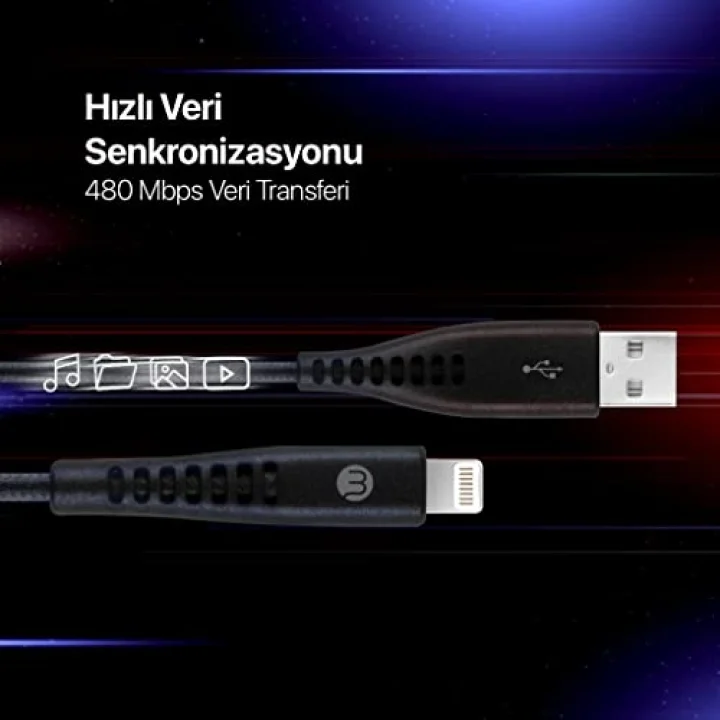 by ttec USB-A - iPhone Lightning 2A Şarj Kablosu 300cm-Siyah - 3DK37S