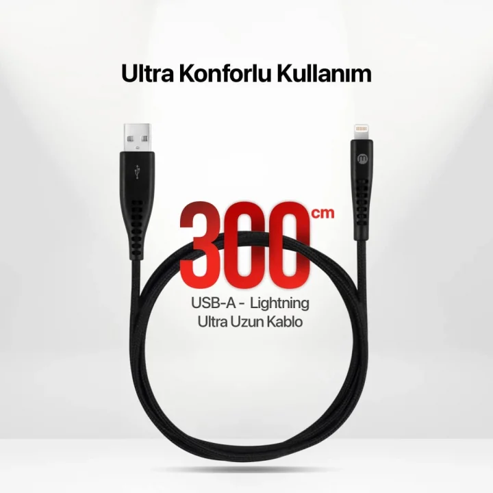 by ttec USB-A - iPhone Lightning 2A Şarj Kablosu 300cm-Siyah - 3DK37S