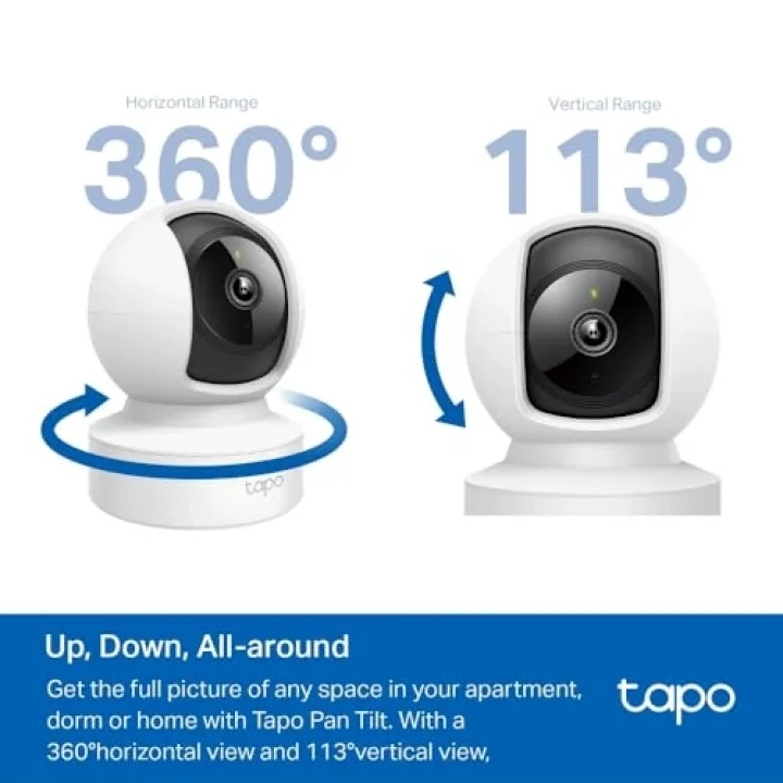 C202, 1080P Full HD, Hareket Tespit ve Takibi, 360°, 9m Gece Görüşü, Çift Yönlü Ses, Alarm, Bulut/Yerel Depolama, Bebek Ağlaması Tespiti, İç Mekan Ethernet/Wi-Fi Güvenlik Kamerası