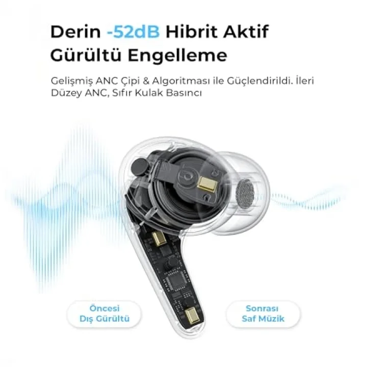 C30 Hybrid ANC Hi-Res LDAC TWS Bluetooth 6.0 Kablosuz Kulak içi Kulaklık Siyah