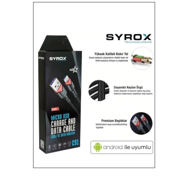 C91 2.0 MAH MİCRO 1 MT GÜL DESENLİ KABLO Araç Şarjı, STANDART