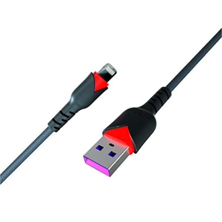 C93 2.0 MAH İPH 1 MT GÜL DESENLİ KABLO Araç Şarjı, Siyah