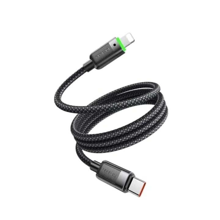 Ca-2010 36W Usb-C To Lightning Manyetik Sarilabilir Kablo - 1.2 M, Siyah