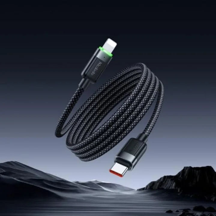 Ca-2010 36W Usb-C To Lightning Manyetik Sarilabilir Kablo - 1.2 M, Siyah