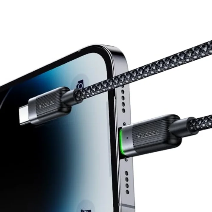 Ca-2010 36W Usb-C To Lightning Manyetik Sarilabilir Kablo - 1.2 M, Siyah