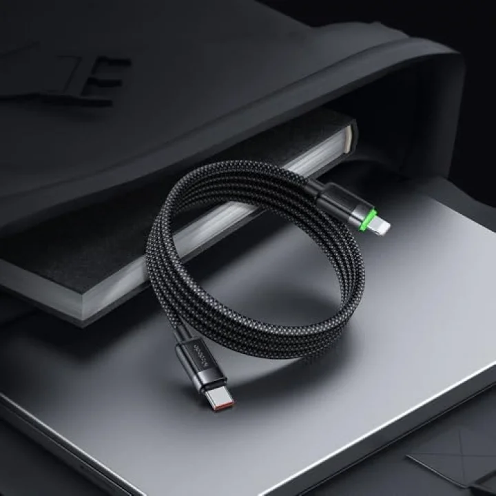 Ca-2010 36W Usb-C To Lightning Manyetik Sarilabilir Kablo - 1.2 M, Siyah