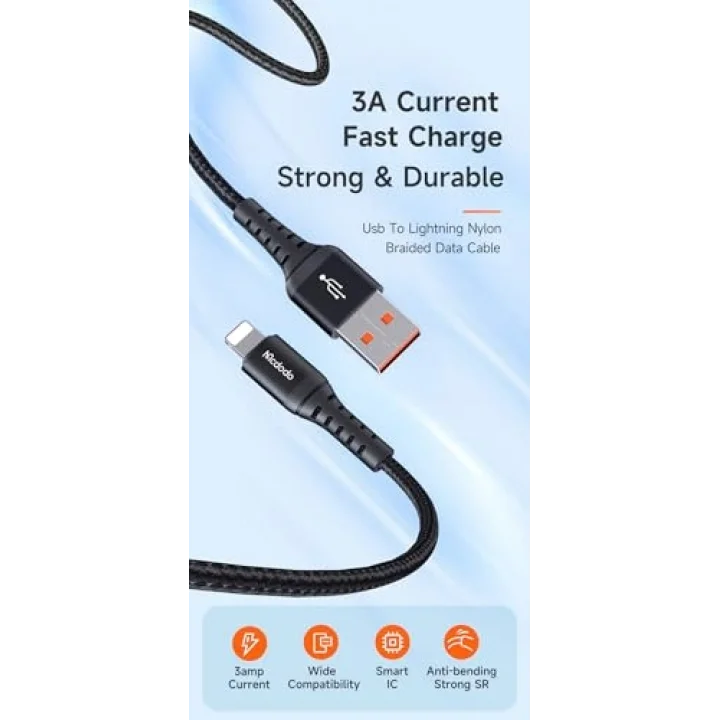 CA-2261 İphone Hızlı Data-Şarj Kablo 3A 1Mt - Siyah