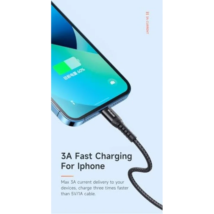 CA-2261 İphone Hızlı Data-Şarj Kablo 3A 1Mt - Siyah
