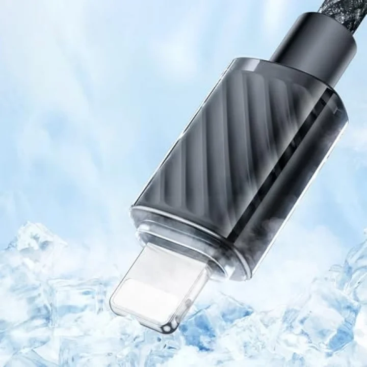CA-3660 Crystal Serisi Type-c to Lightning 36W PD Hızlı Şarj ve Veri Aktarım Örgü Kablo Siyah 1.2m